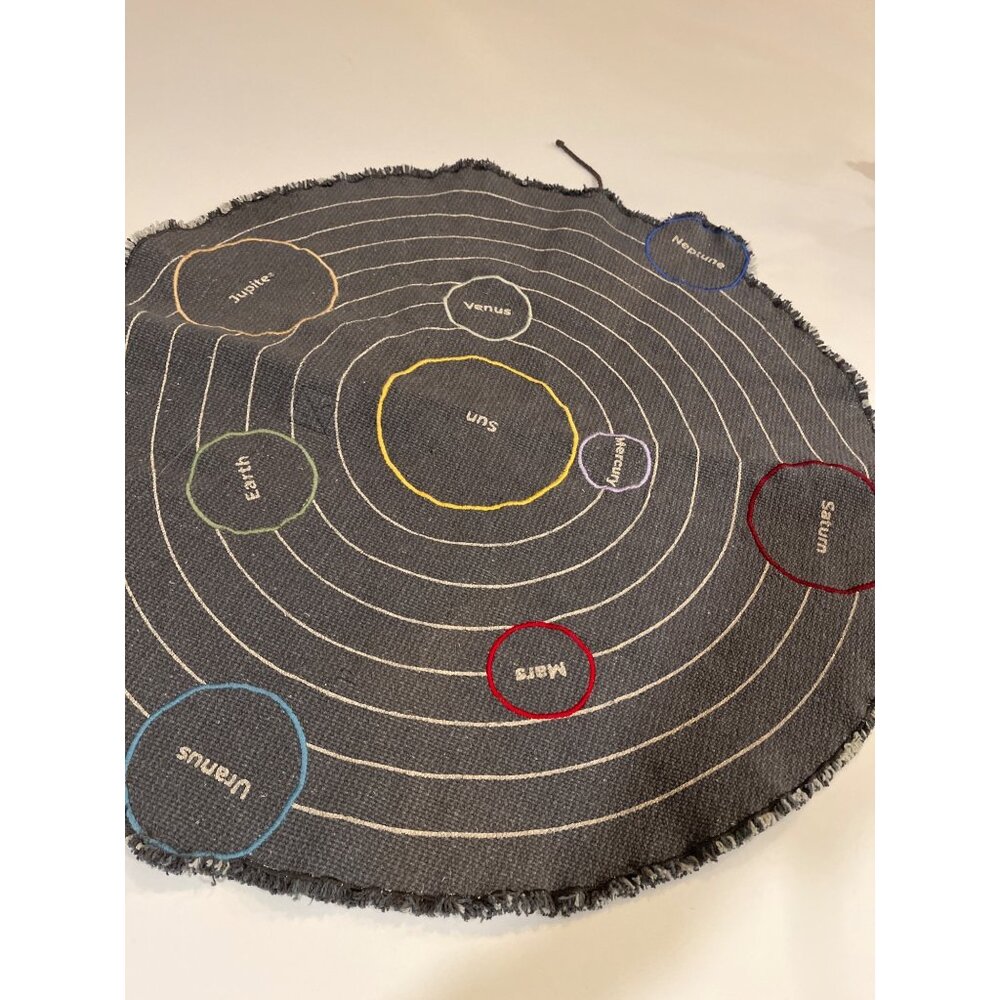 Lorena Canals Kids Solar System Play Mat - Handmade Cotton Rug With Fringed Edge